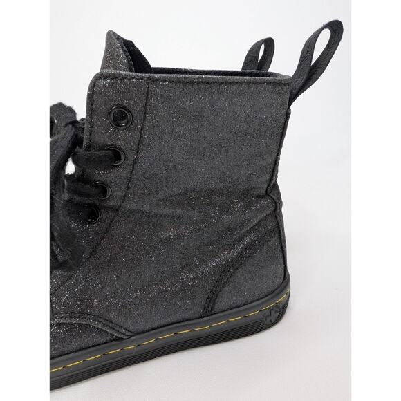 Dr. Martens Hackney Black Glitter Leather Combat Boots Women's US 5 - Picture 2 of 9